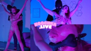 BONDAGE BDSM – Petite Alt française gicle attachée par son Dom