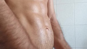 Muscular Man touch himself while rubbing his cock