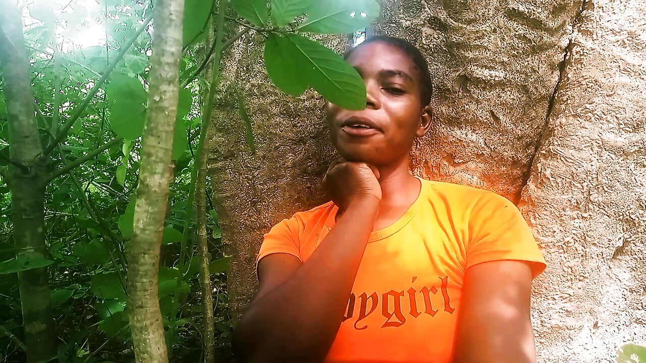 Playing with my Brest in the forest