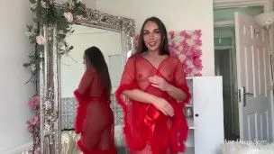 Stunning 4K Try-On of Transparent Nightgown with Mirror View