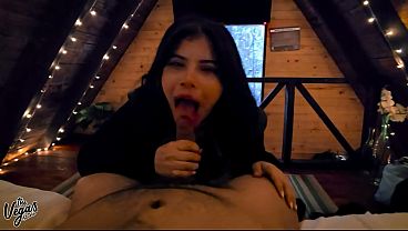 Intimate POV Blowjob Experience in a Dark Cabin Setting